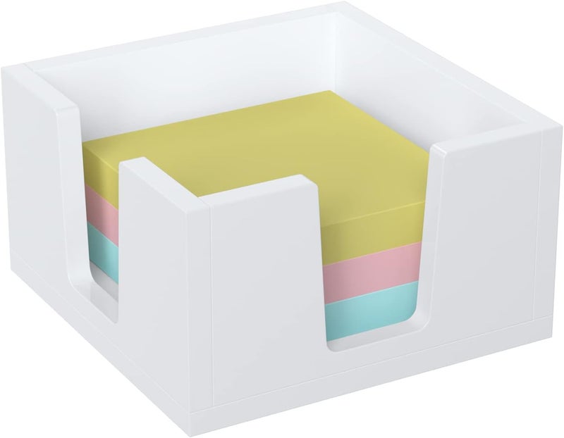 BOSSCASA Acrylic Sticky Note Holder, Self-Stick Note Pad Holder W/O Pads - Note Dispenser Memo Pad Holder Desk Organizer for School Office Home (3''x3'' White) - Image 1